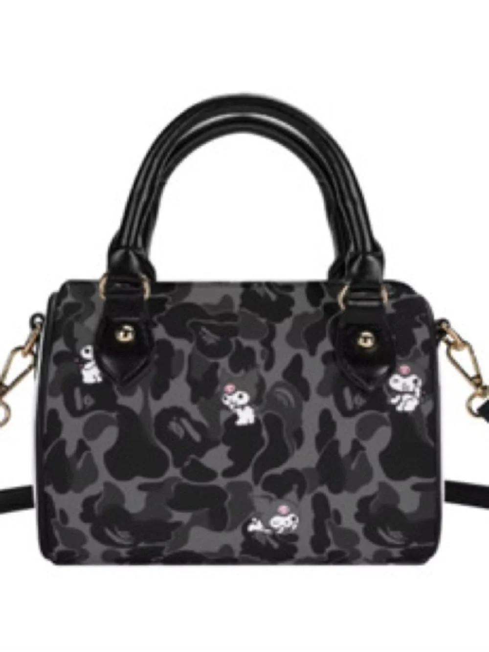 Black Camouflage Pattern Dome Satchel Handbag